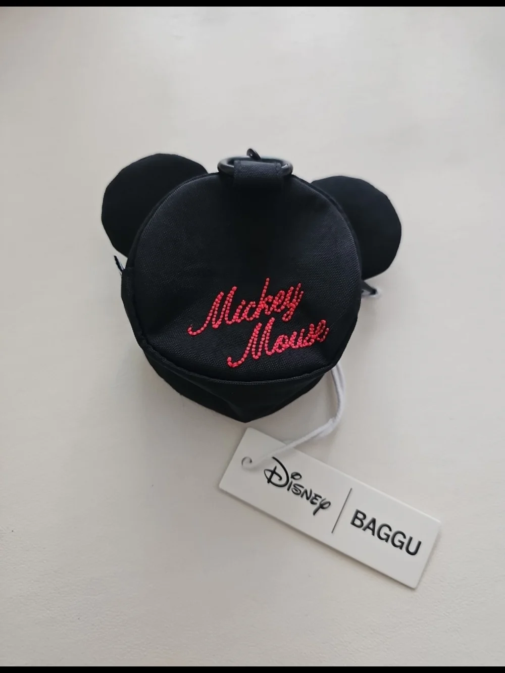 BAGGU Black Crossbody Bag with Mickey Character Patch And Bag Charm